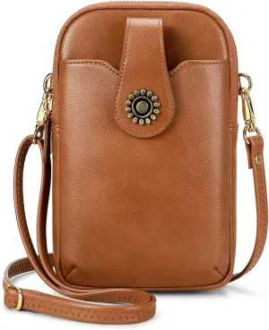 Peacocktion Small Crossbody Bags for Women, Leather RFID Cell Phone Purse, Trendy Travel Crossbody Purses with Zipper
