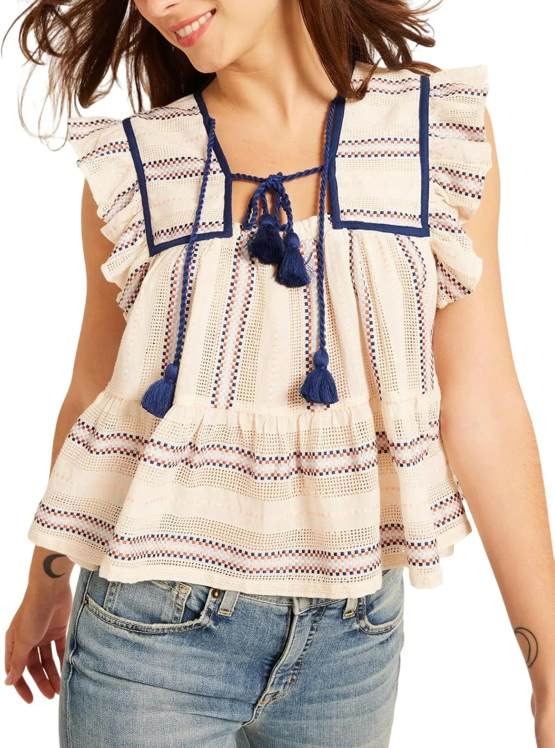 Peplum Top Women Short Sleeve Flutter Fly Sleeve Babydoll Blouse Boho Patchwork Beach Party Going Out Y2k Tank Shirt