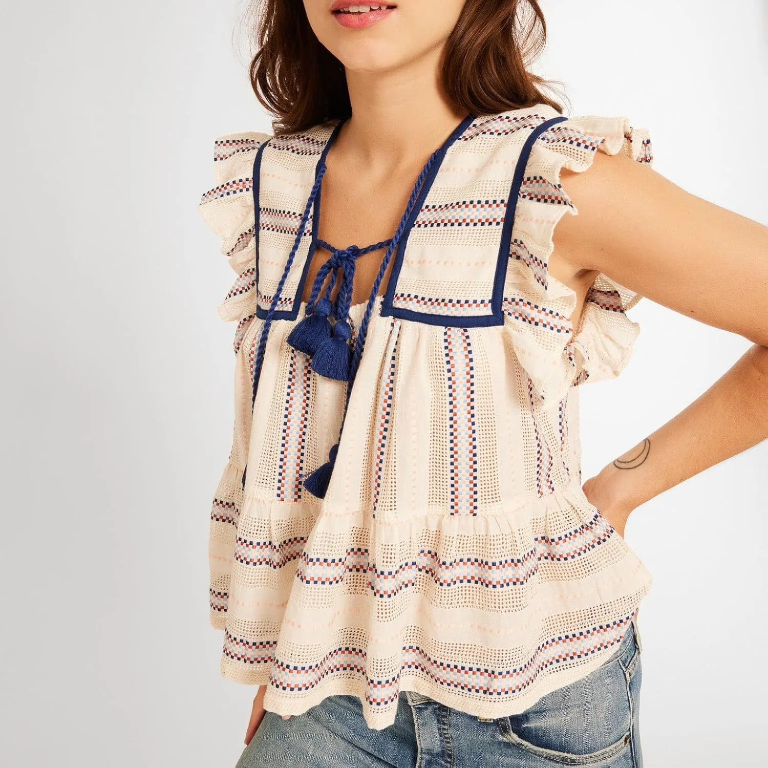 Peplum Top Women Short Sleeve Flutter Fly Sleeve Babydoll Blouse Boho Patchwork Beach Party Going Out Y2k Tank Shirt
