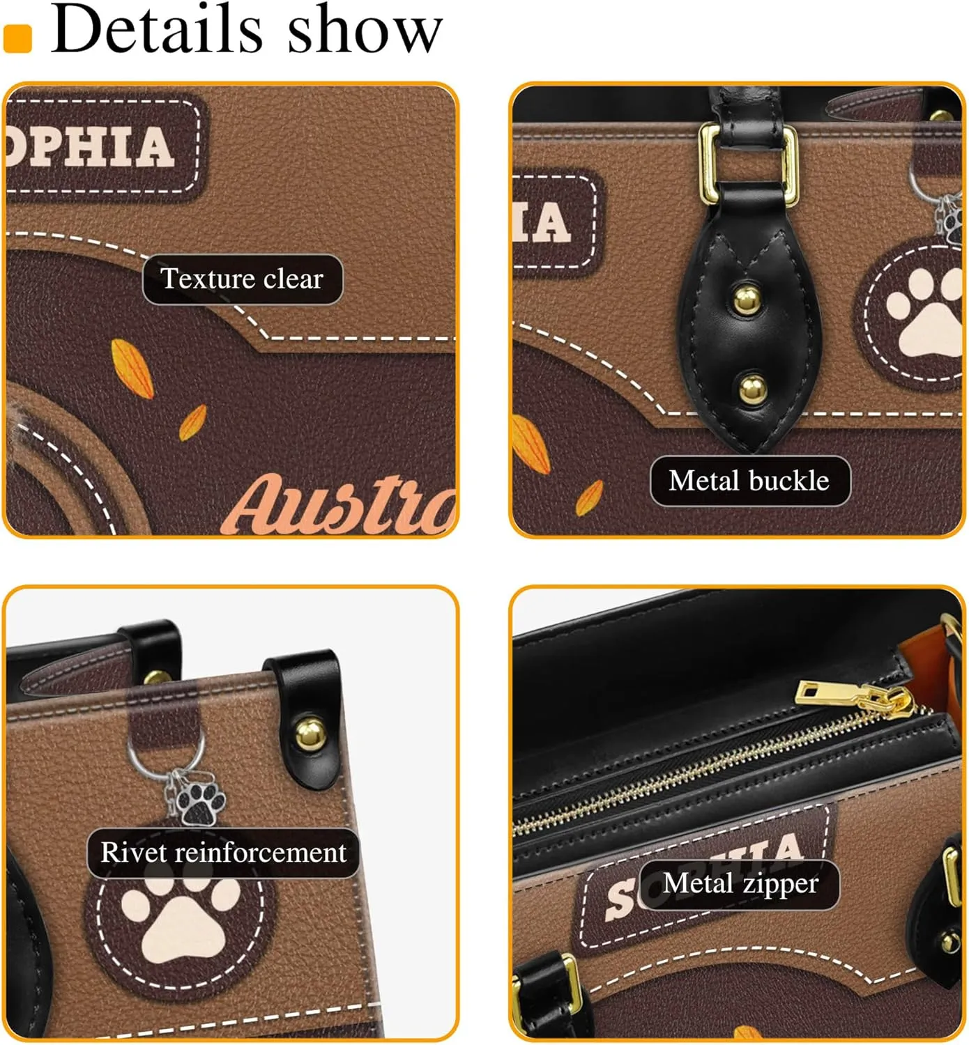 Personalized Australian Shepherd Dog Handbags, Custom Name Dog Leather Bags, Purses, Shoulder Bag, Gift For Dog Mom Dog Lover