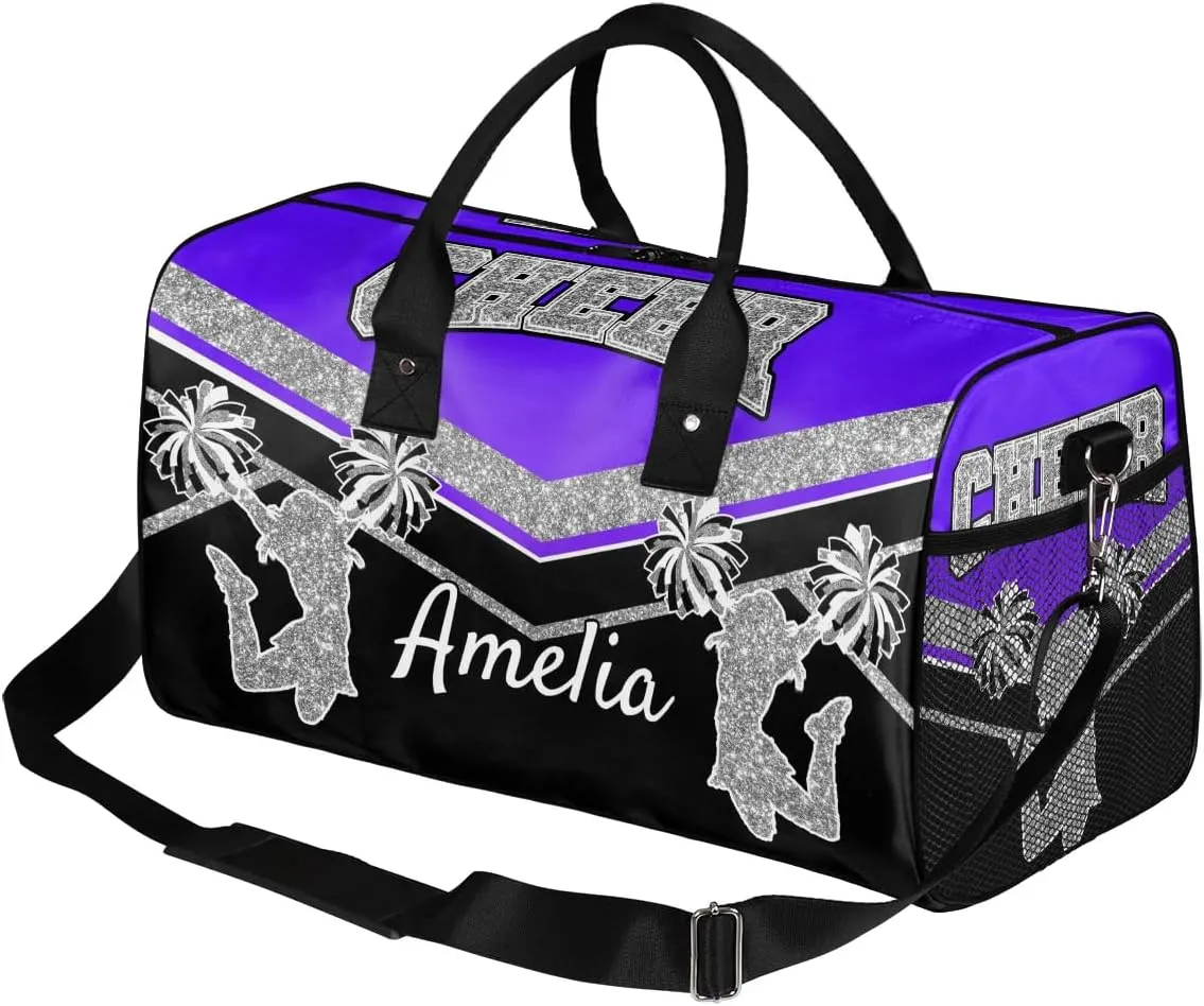 Personalized Cheer Bag with Name Indigo Purple Gradient Sport Duffel Bag Overnight Weekender Bags Customize Dance PracticeTravel Duffle Bag