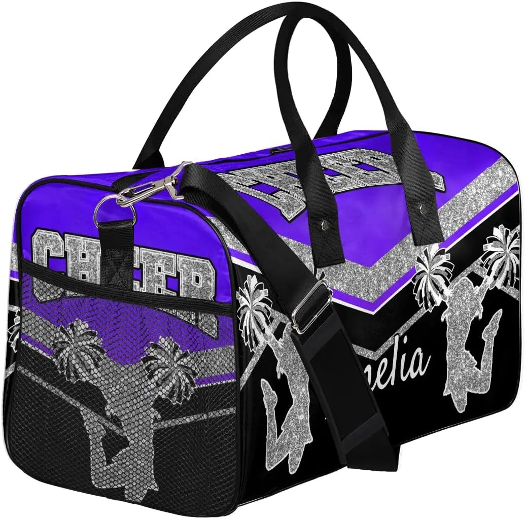 Personalized Cheer Bag with Name Indigo Purple Gradient Sport Duffel Bag Overnight Weekender Bags Customize Dance PracticeTravel Duffle Bag
