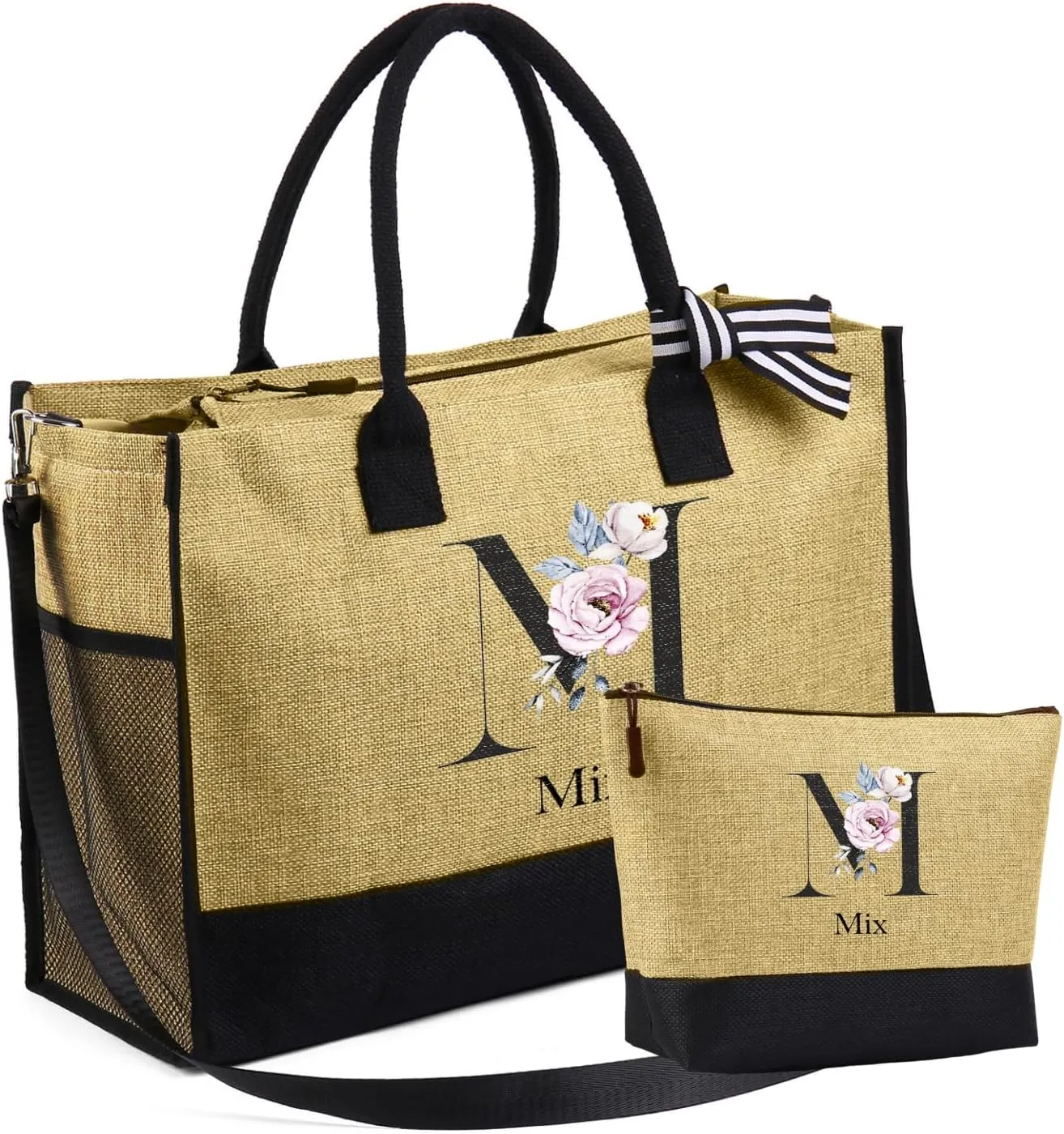Personalized Initial Tote Bags for Women - Custom Name Tote Bag Birthday Gifts for Mom Teacher Appreciation Gifts