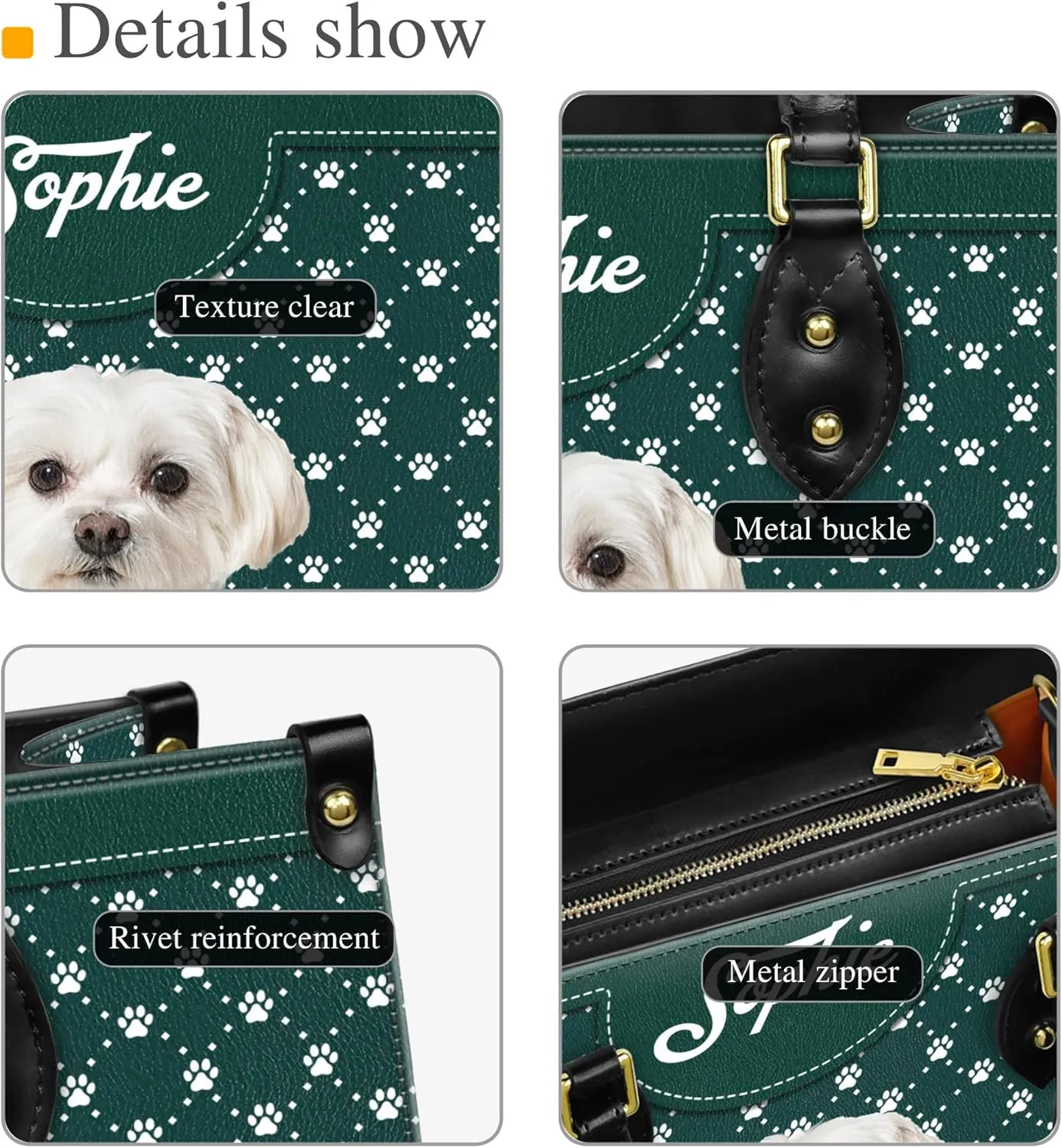 Personalized Maltese Dog Handbags, Custom Name Dog Leather Bags, Purses, Shoulder Bag, Gift For Dog Mom Dog Lover