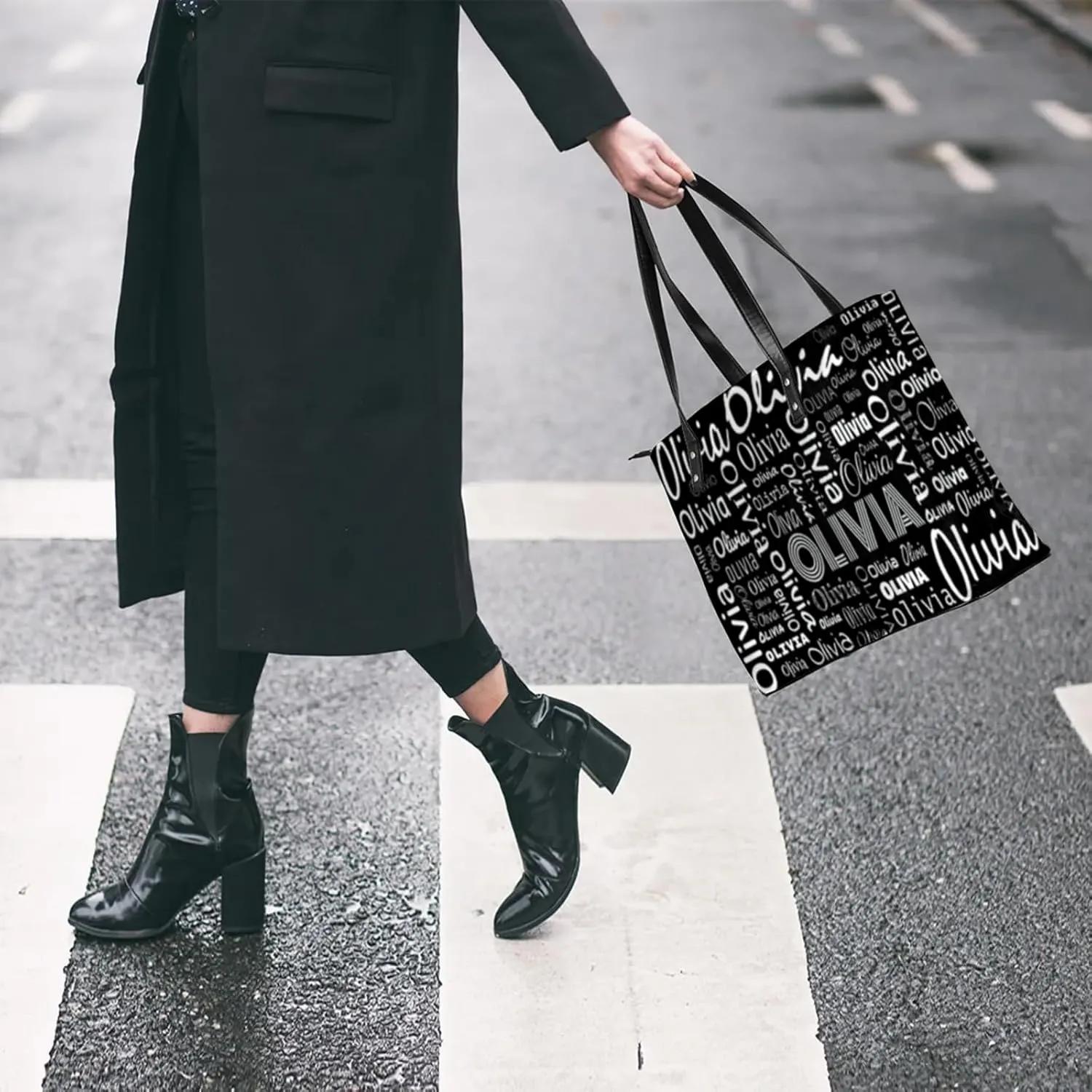 Personalized PU Leather Handbags for Women, Fashion Casual Shoulder Tote Bag Shopper Handbag Customized Gifts