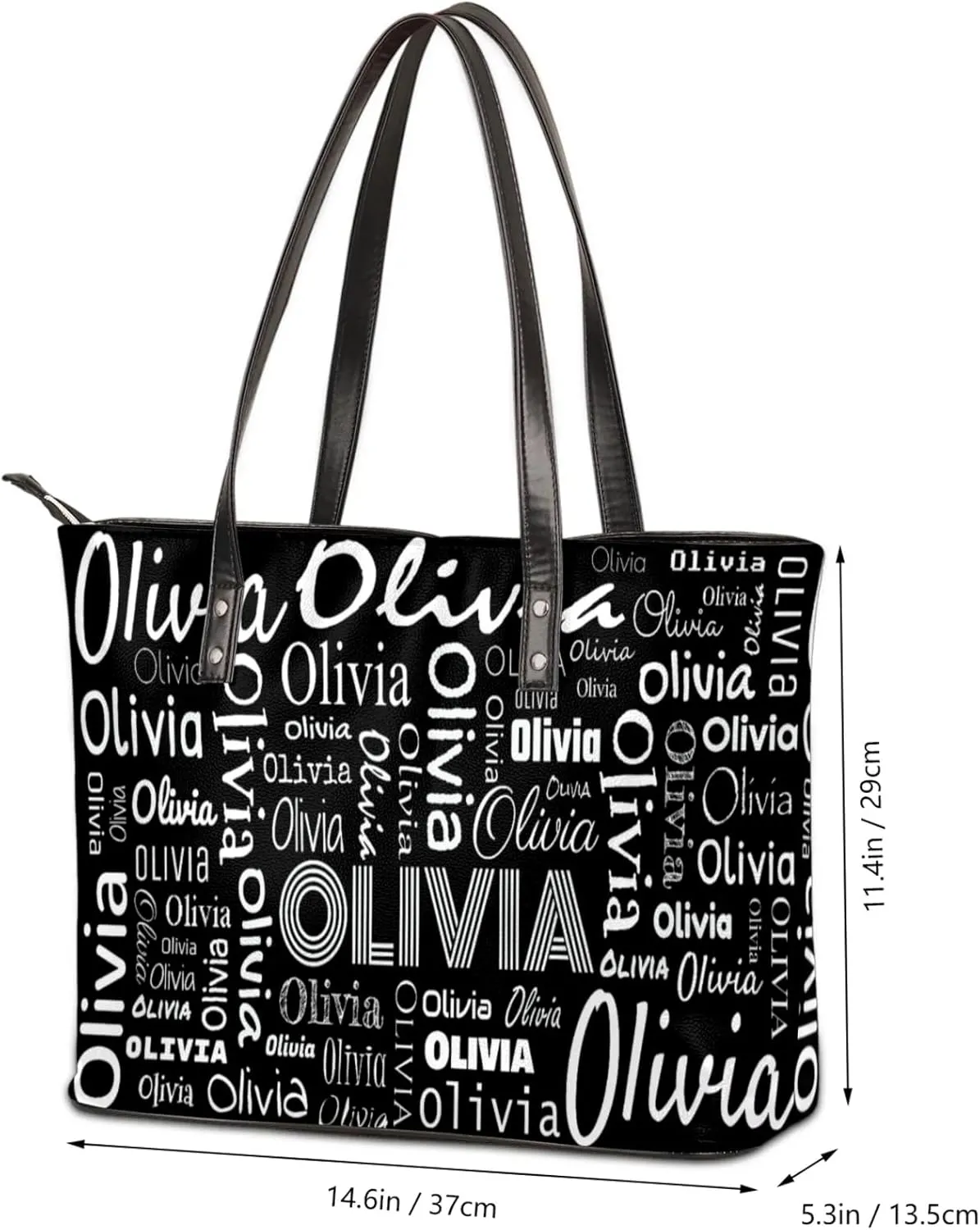 Personalized PU Leather Handbags for Women, Fashion Casual Shoulder Tote Bag Shopper Handbag Customized Gifts