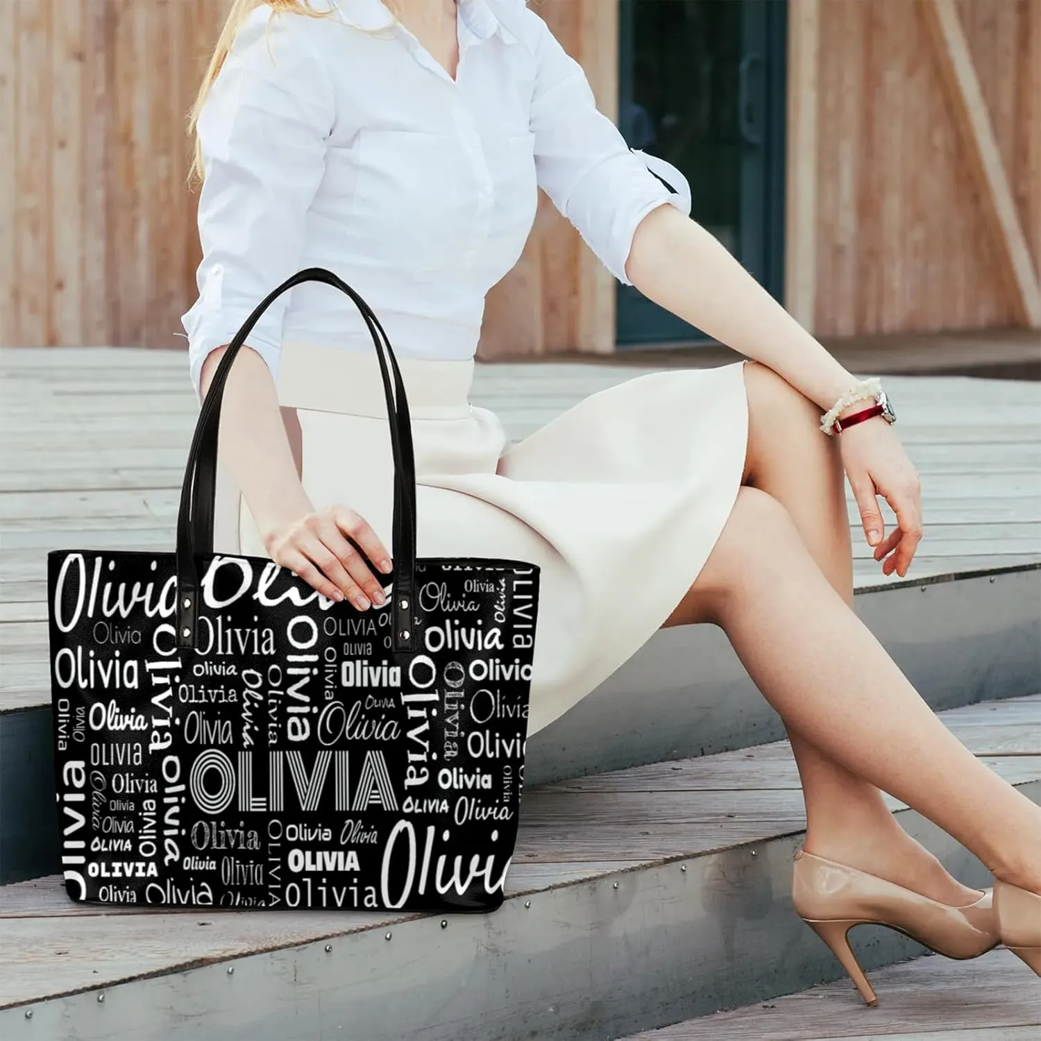 Personalized PU Leather Handbags for Women, Fashion Casual Shoulder Tote Bag Shopper Handbag Customized Gifts
