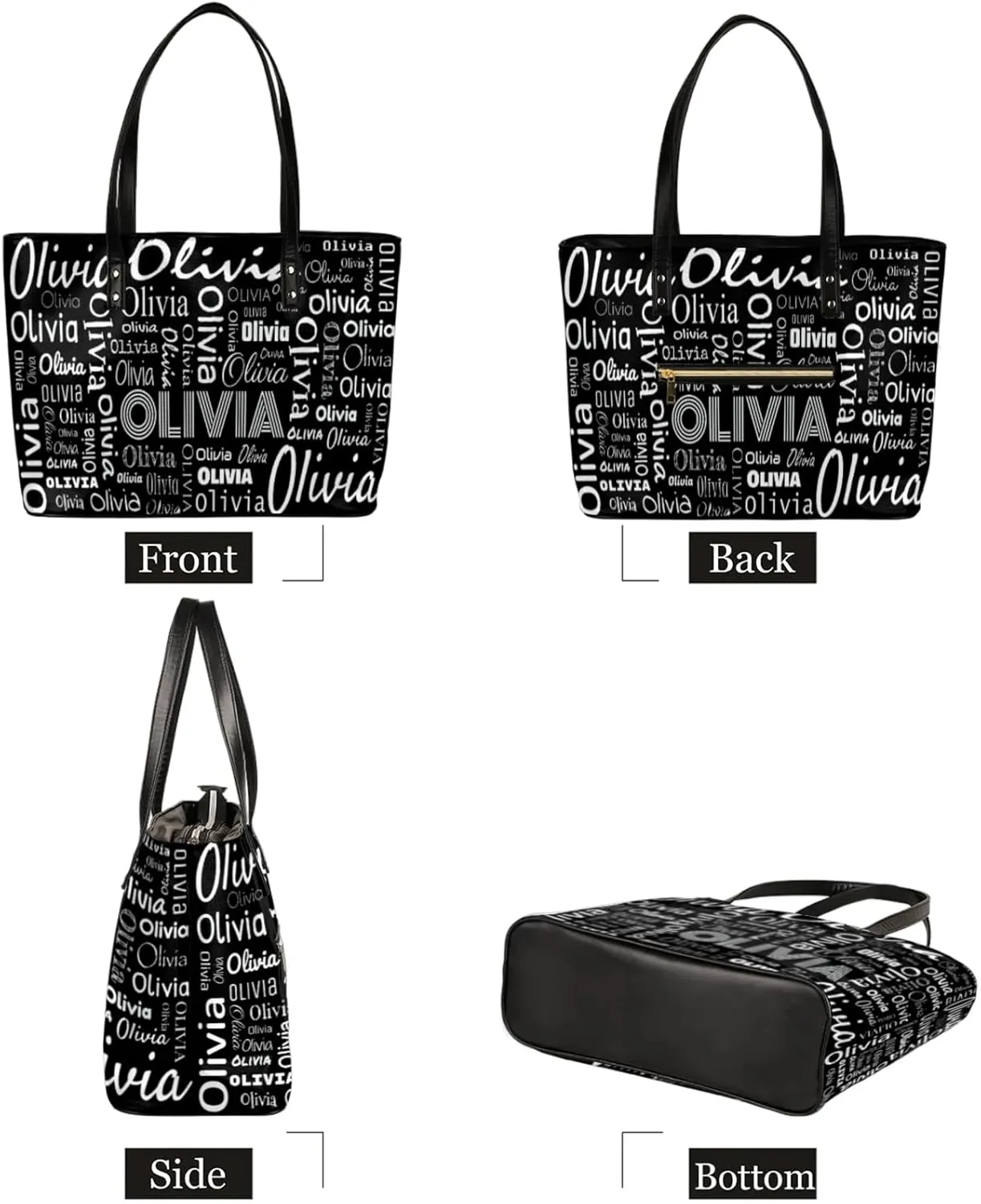 Personalized PU Leather Handbags for Women, Fashion Casual Shoulder Tote Bag Shopper Handbag Customized Gifts