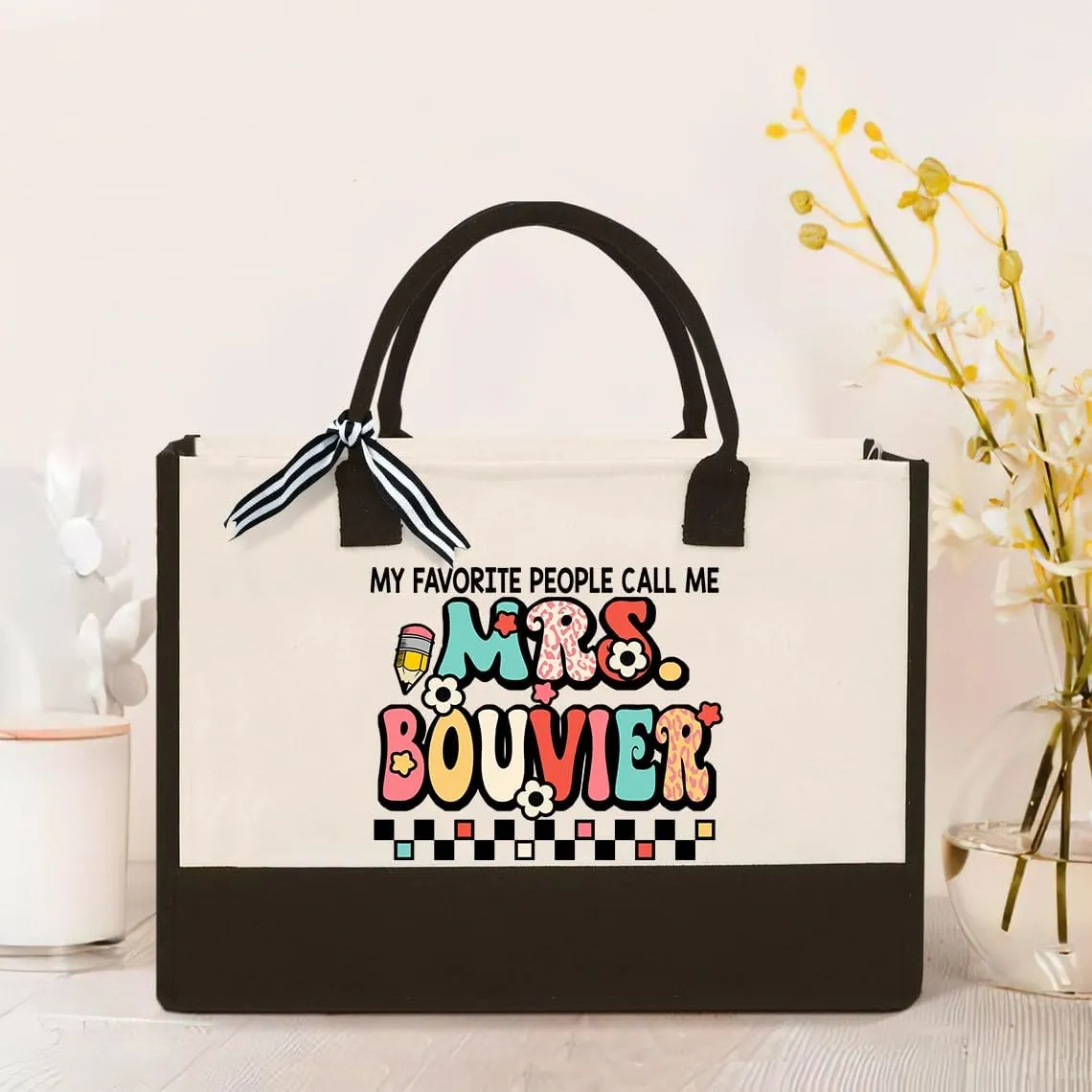 Personalized Teacher Appreciation Canvas Tote Bag