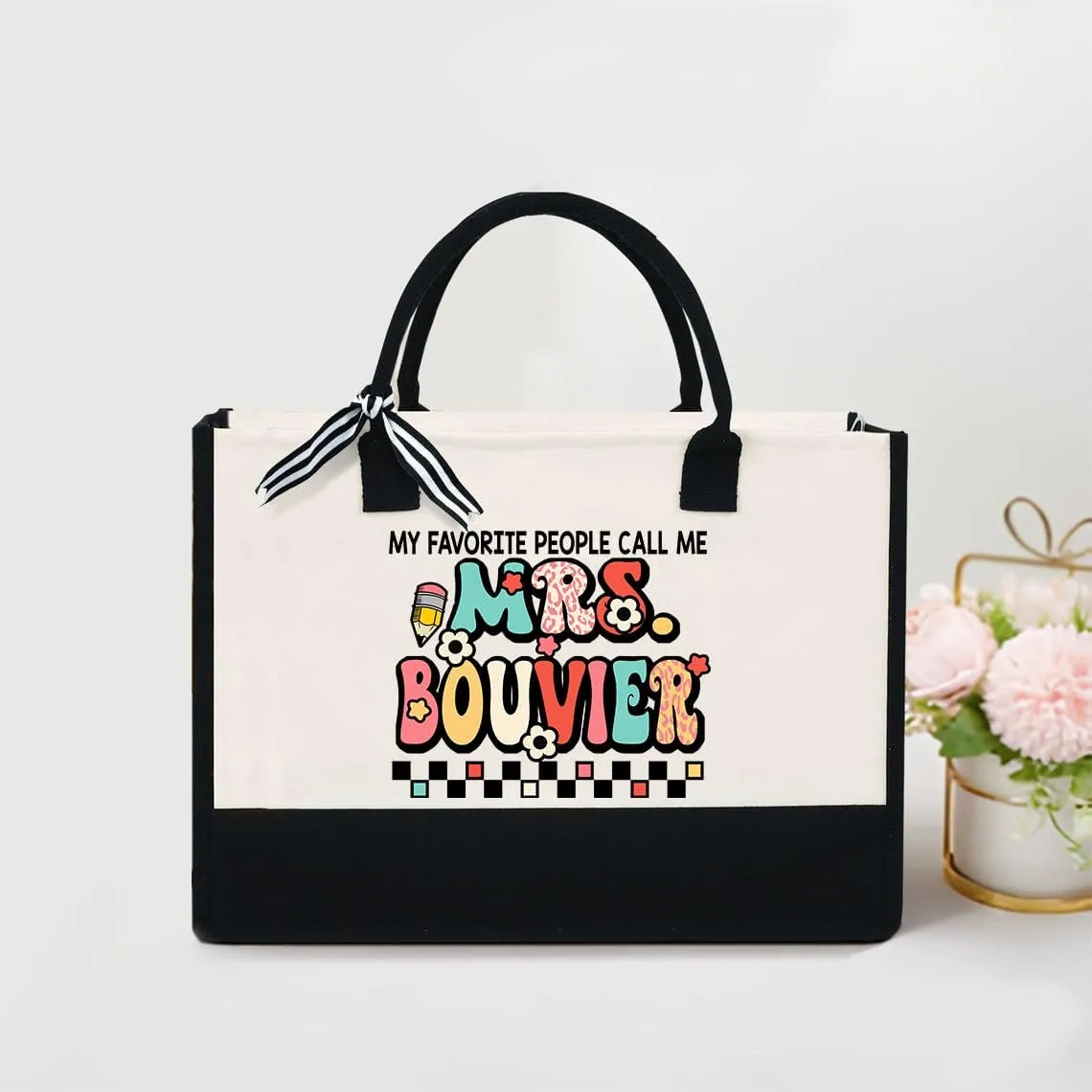 Personalized Teacher Appreciation Canvas Tote Bag