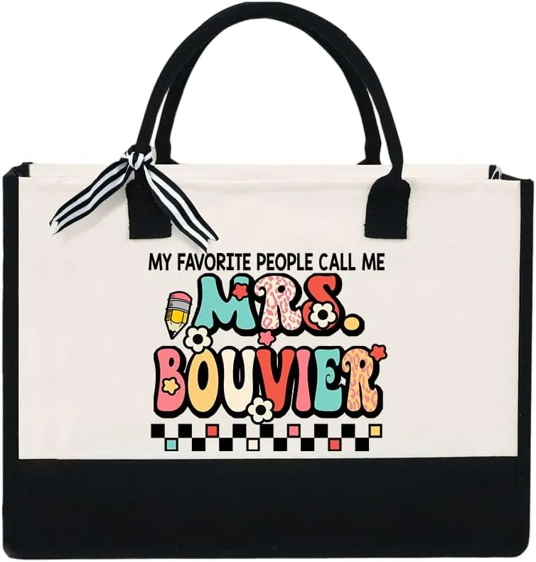 Personalized Teacher Appreciation Canvas Tote Bag