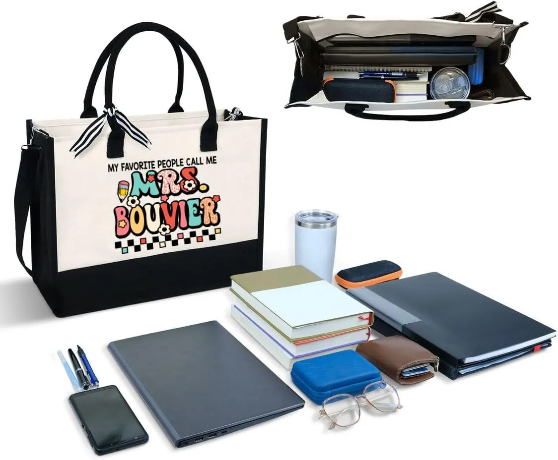 Personalized Teacher Appreciation Canvas Tote Bag