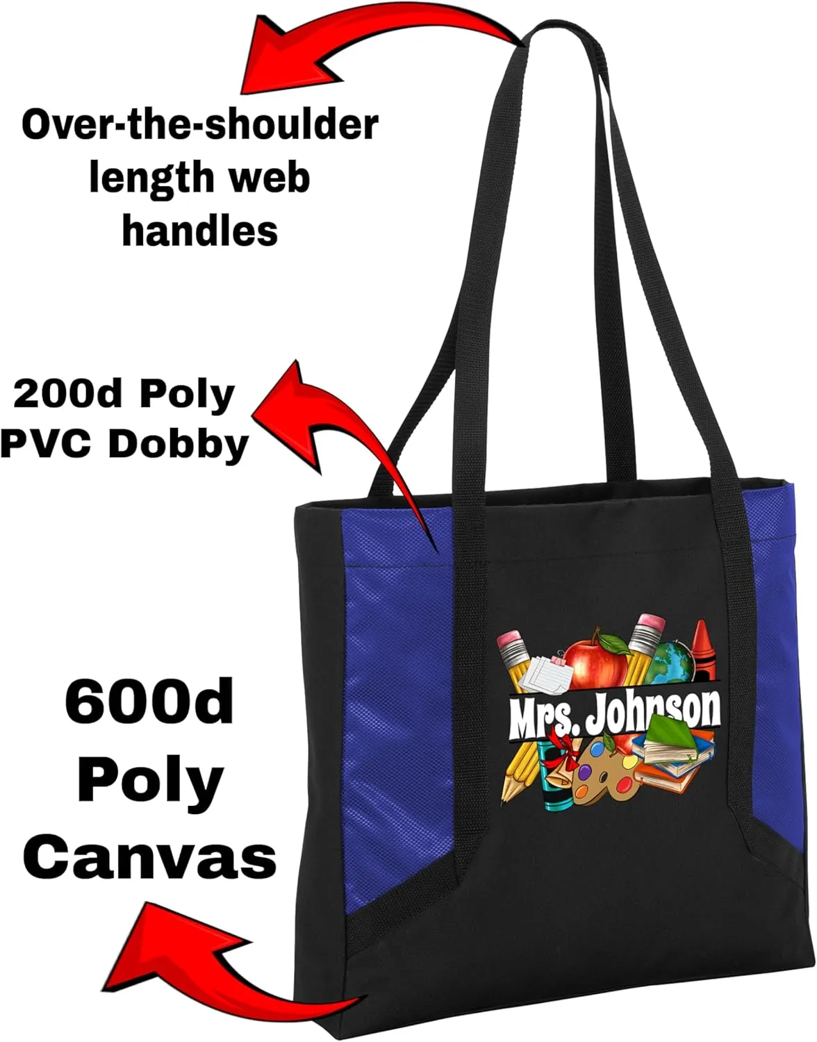 Personalized Teacher Tote Bag - Teacher Bag Daily Use - Teacher Appreciation Gifts - Teacher Tote Bag