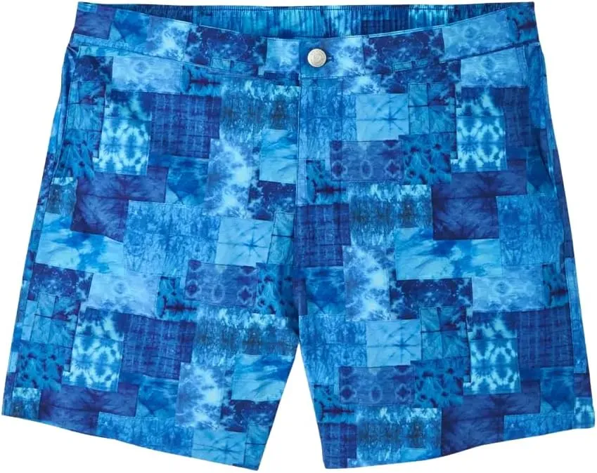 PETER MILLAR Men's Crown Crafted Shibori Patchwork Swim Trunk Large L Blue