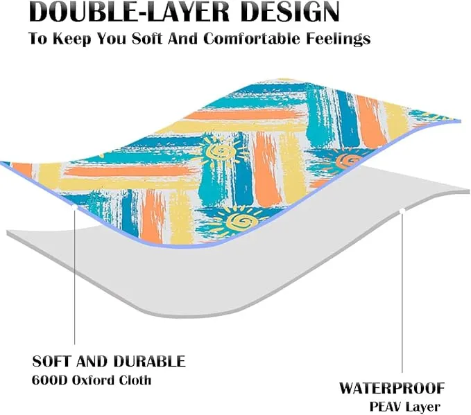 Picnic Blanket Waterproof Washable Foldable 58''x79'',Extra Large Picnic Mat, Dual Layers for Outdoor Water-Resistant Handy Mat, Beach, Intdoor,Camping on Grass - Sunny Holidays