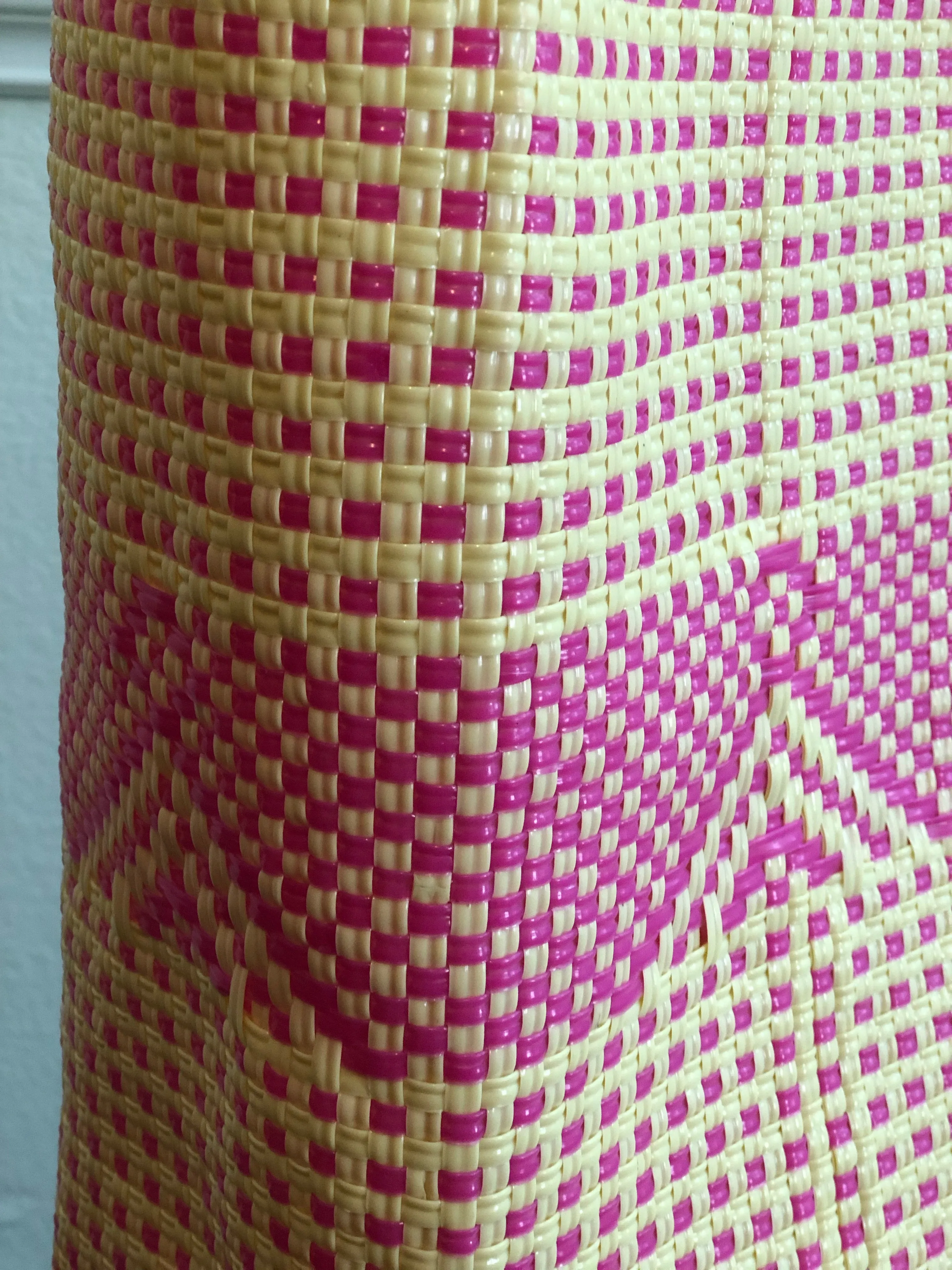 Pink and Beige Woven Tote