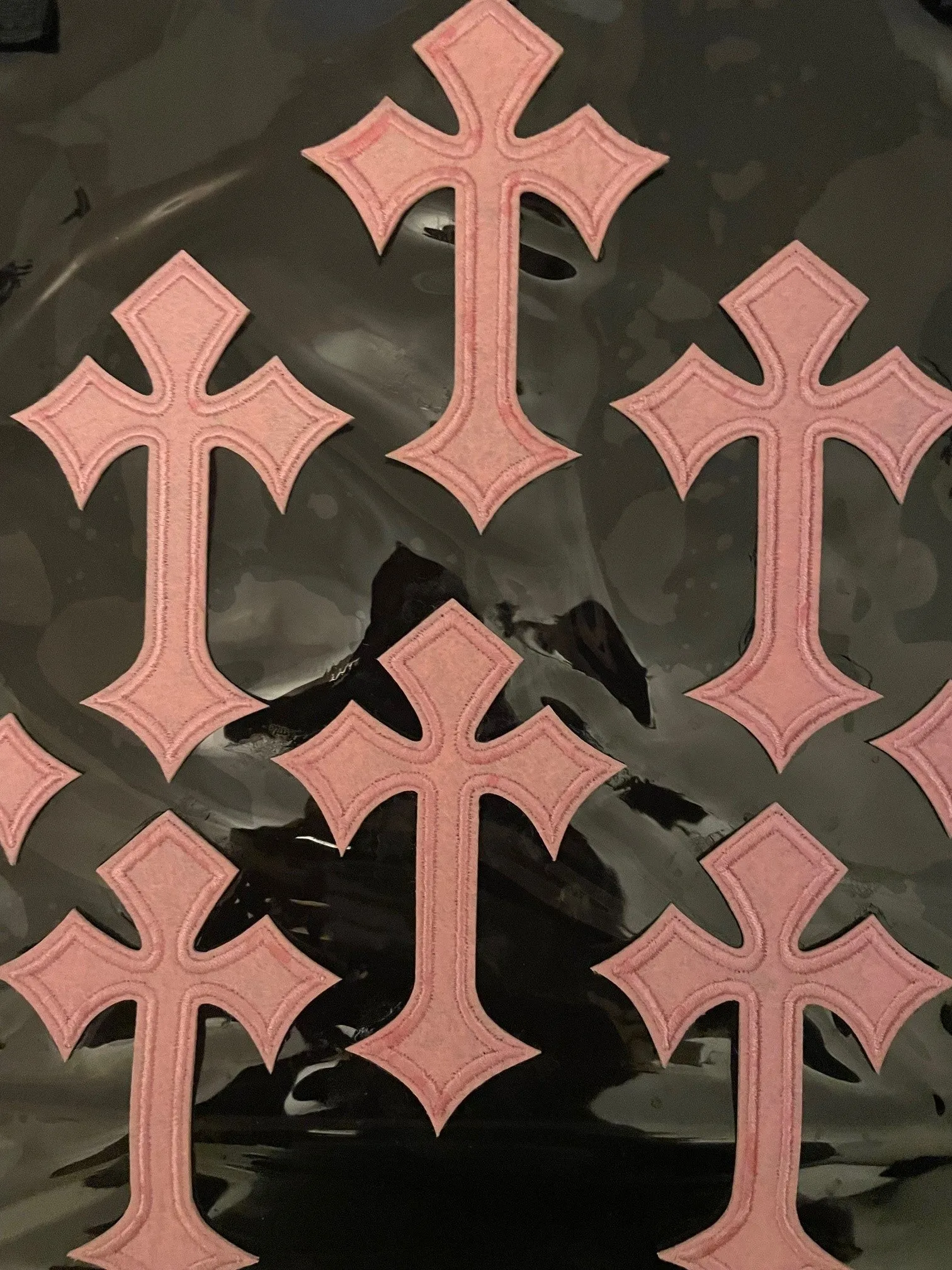 Pink Cross Holographic PVC Black Tote Bag