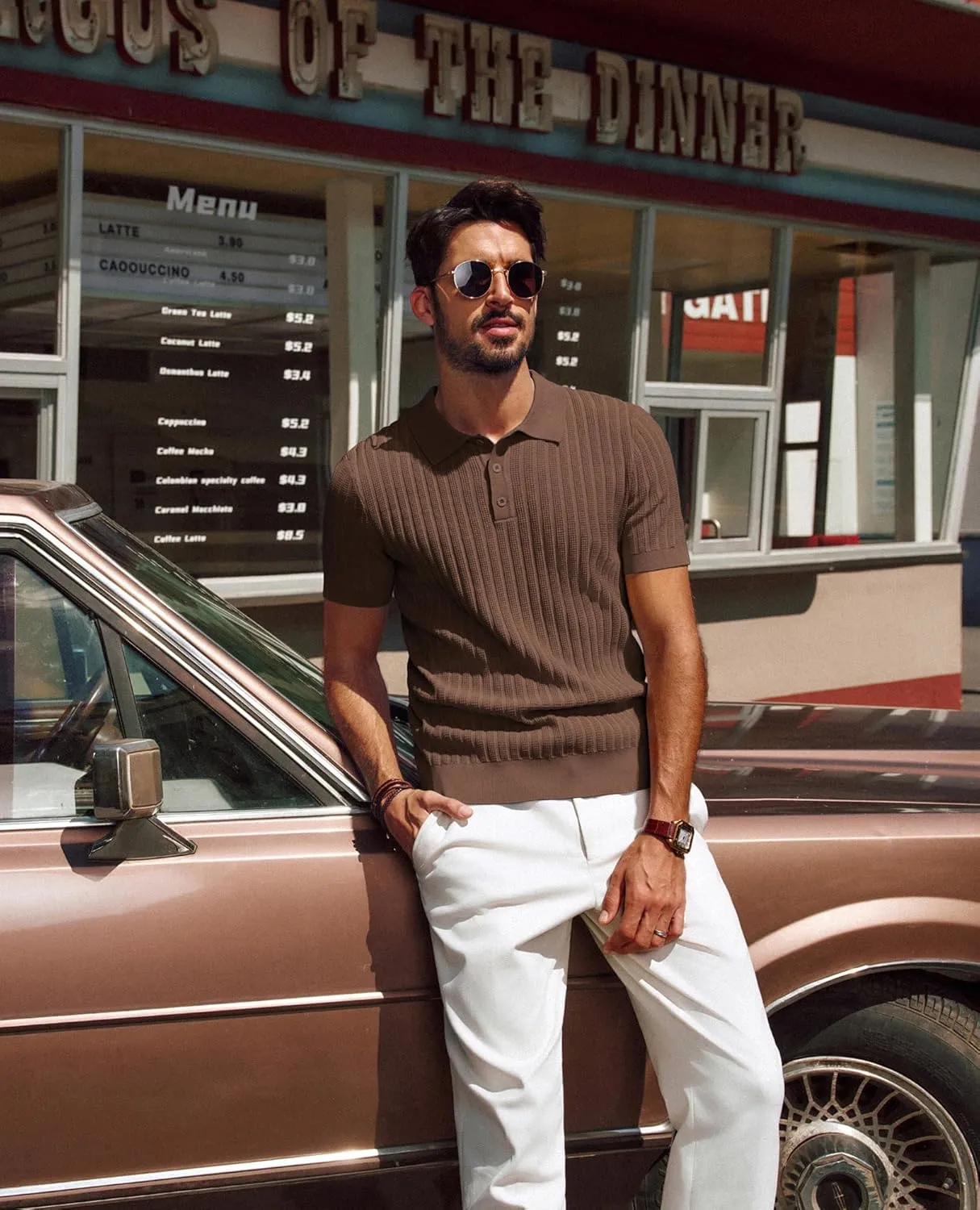 PJ PAUL JONES Mens Knit Polo Shirt Short Sleeve Textured Polo Shirts Casual Summer Collared Polo T Shirt