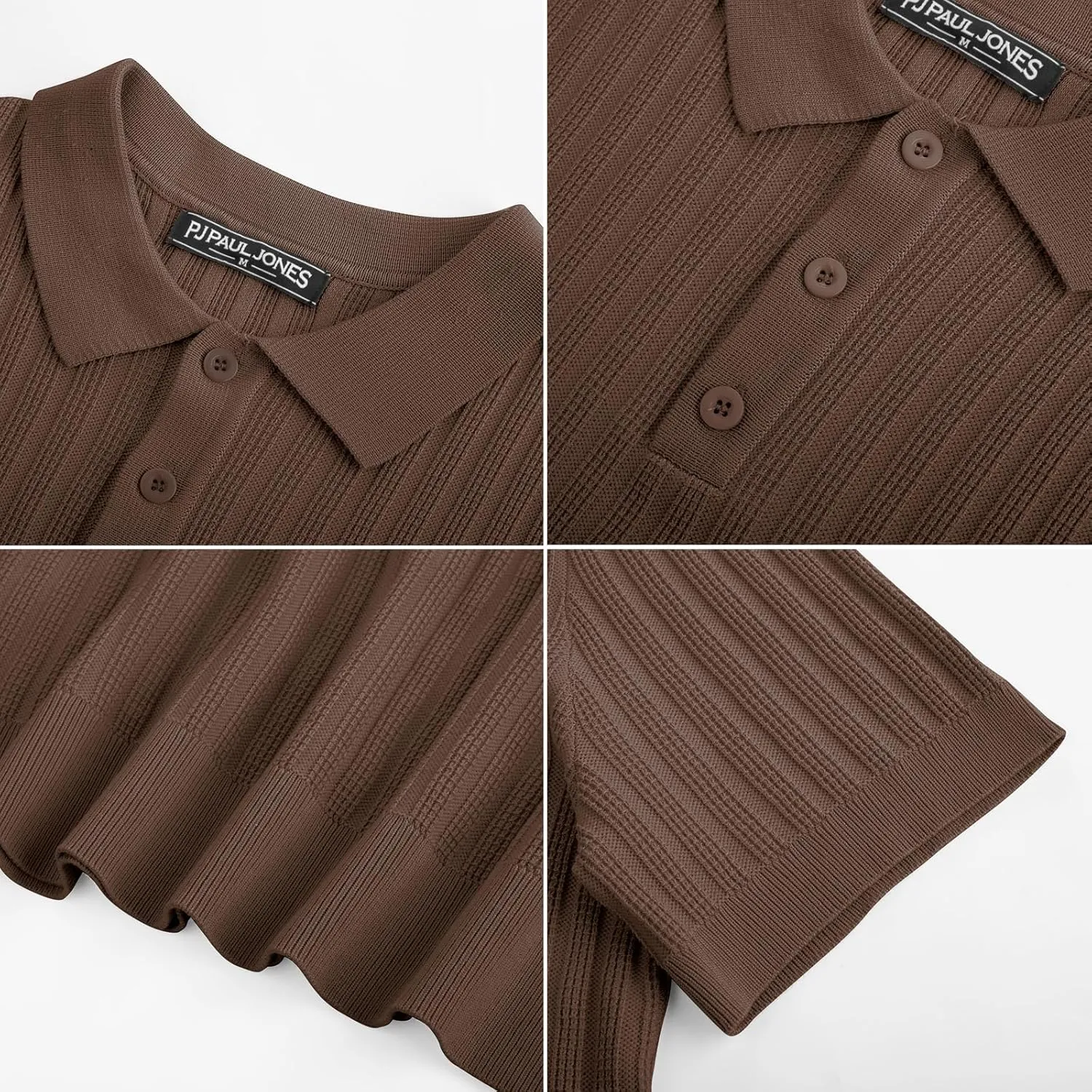 PJ PAUL JONES Mens Knit Polo Shirt Short Sleeve Textured Polo Shirts Casual Summer Collared Polo T Shirt