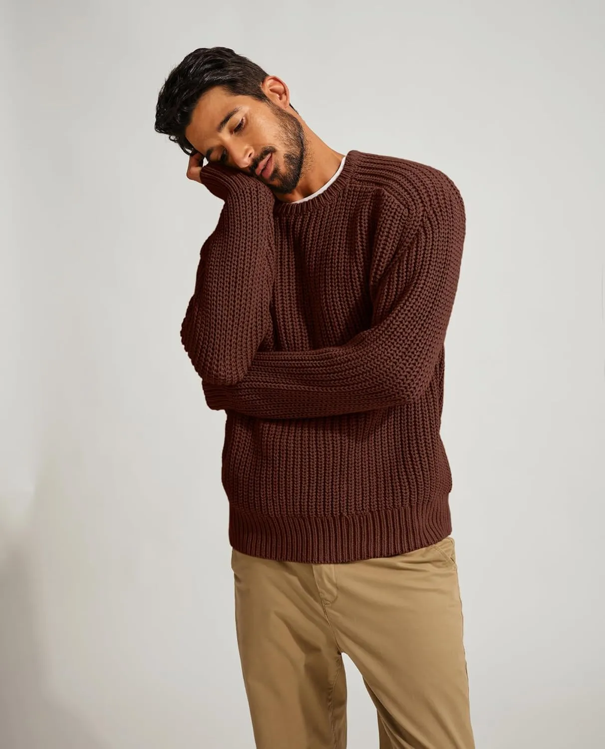 PJ PAUL JONES Mens Sweater Crewneck Knit Sweaters Casual Textured Pullover Sweater