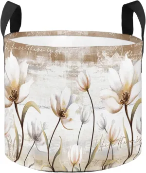 Plant Grow Bag Farm Aesthetic Flowers Botanical 5 Gallon Grow Bags,Fabric Breathable Garden Plant Pots with Handles,Retro Pastoral Style Flower Grow Bag for Tomato Vegetable Flower
