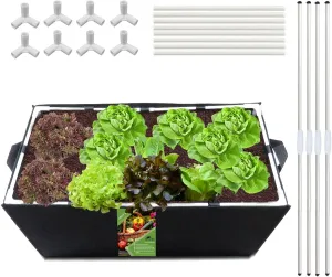 Plant Grow Bag with Bracket and Handles, Prevent Deformation, 15 Gallon Rectangle Heavy Fabric Raised Garden Bed for Vegetable, Durable Breathe Cloth Planting Container Pot for Indoor Outdoor