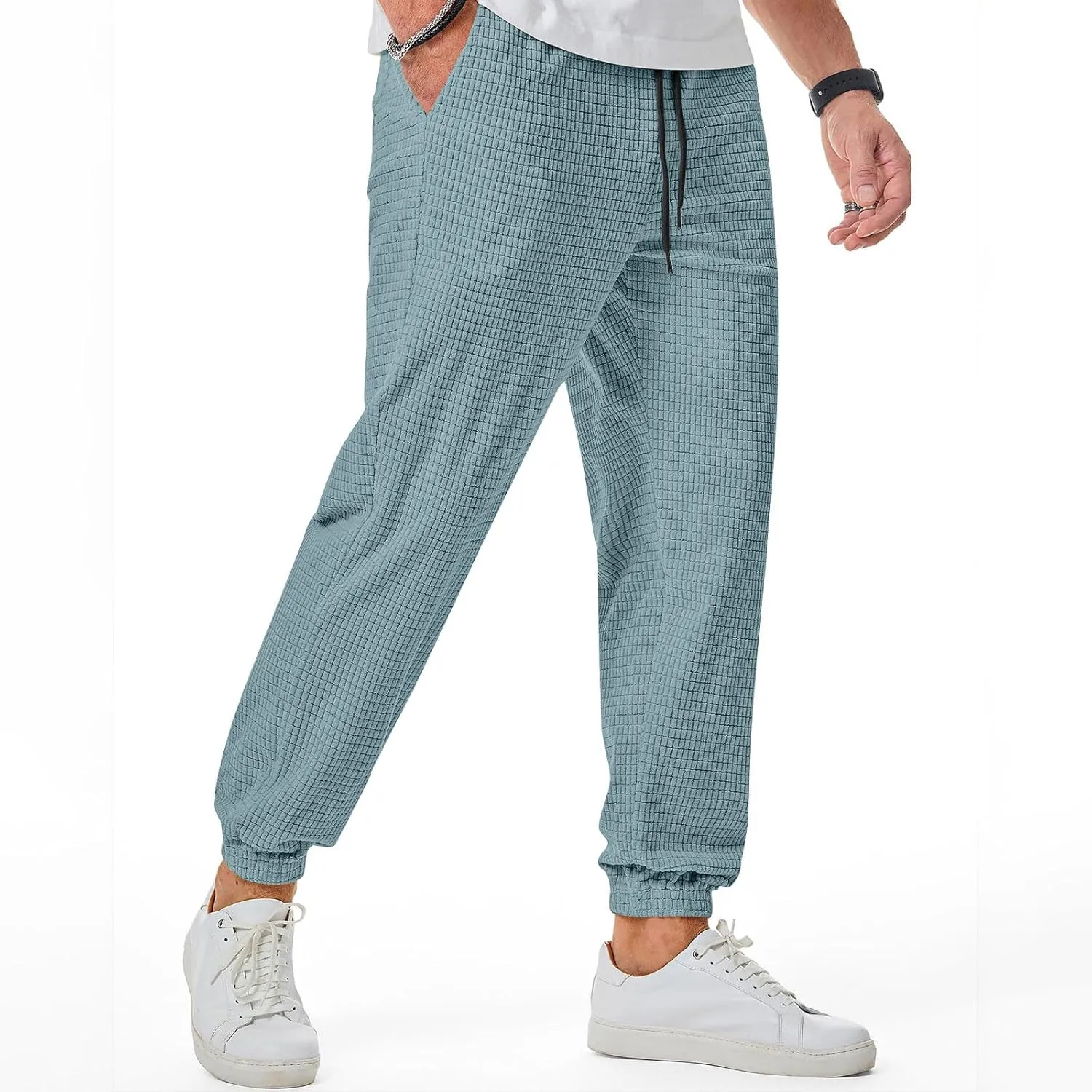 Plus Size Hiking Pants Men Loose Casual Pants Track Joggers Pants Straight Leg Elastic Waist Pants Autumn Pants