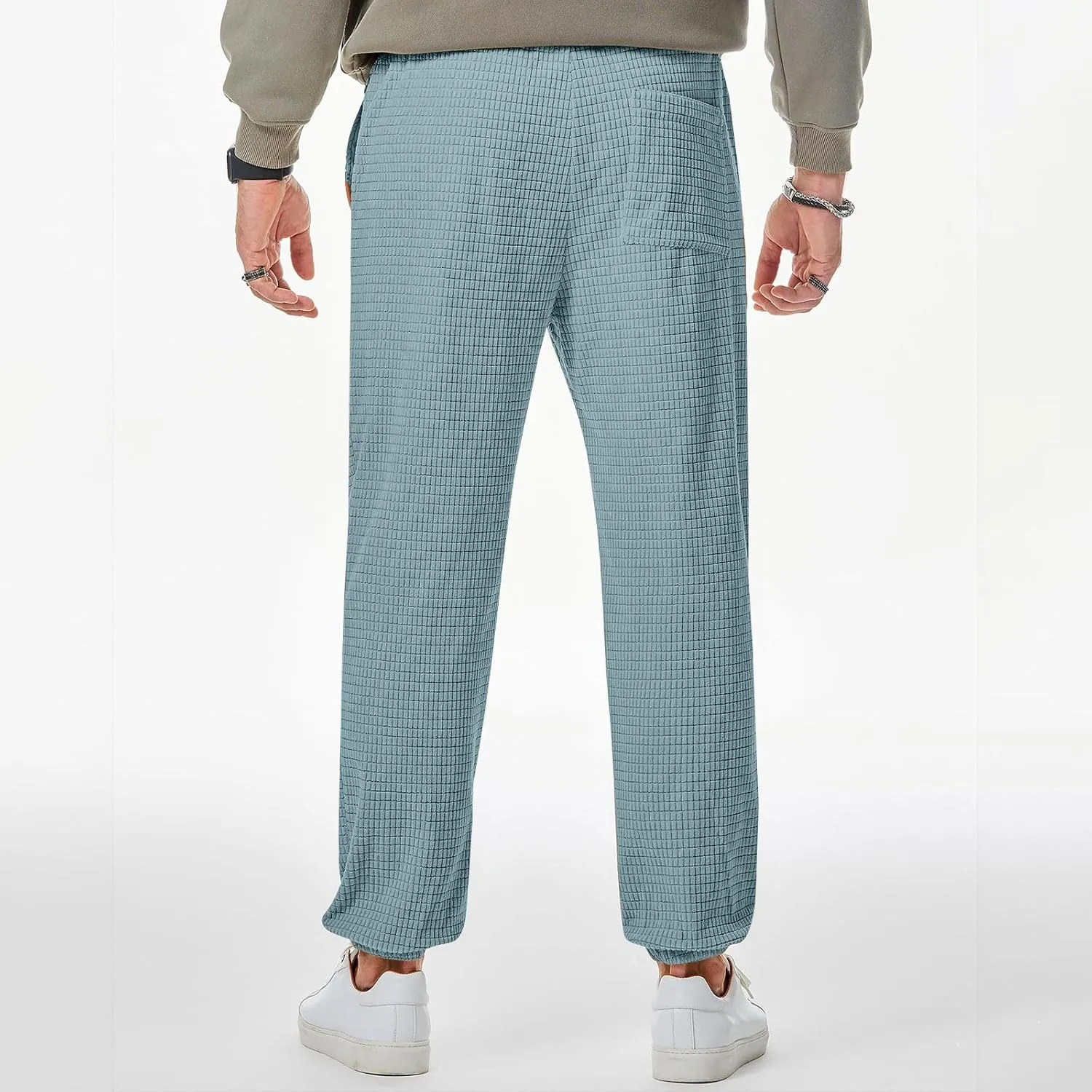 Plus Size Hiking Pants Men Loose Casual Pants Track Joggers Pants Straight Leg Elastic Waist Pants Autumn Pants