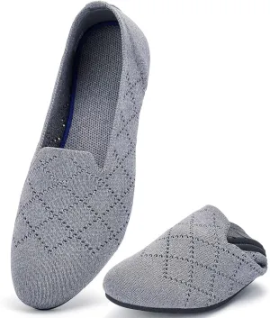 poemlady Women’s Ballet Flat Shoes Dress Shoes Knit Round Toe Slip On Ballerina Walking Flats Shoes for Woman Low Wedge Casual