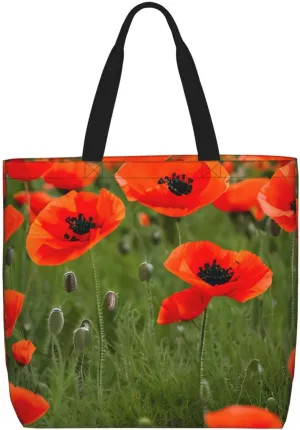 Poppy Flowers Petals Print Casual Shoulder Bag Handbag Outdoors Holiday Weekender Travel Shopping