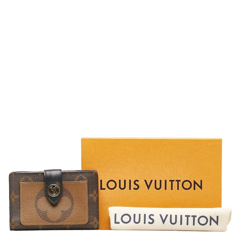 Portfolio Juliet Louis Double Brown PVC Louis Leather Reverse Vuitton Wallet Monogram Folded Giant Premium-grade Short-term offer M69432  Vuitton Marlon