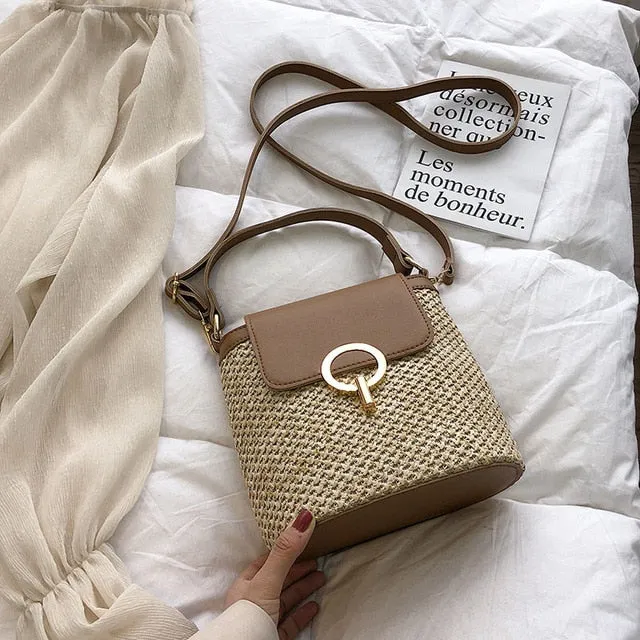 Protected Bucket Summer Women Crossbody 2019 Lady Messenger Travel Female Purses Practical design Straw Shoulder Bag Bags Small Handbags For Bags and
