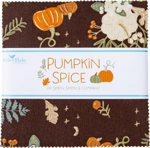 Pumpkin Spice Riley Blake 5-inch Stacker, 42 Precut Fabric Quilt Squares by Simple Simon & Company, Assorted