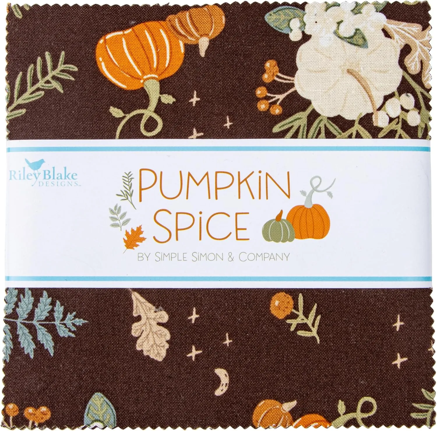 Pumpkin Spice Riley Blake 5-inch Stacker, 42 Precut Fabric Quilt Squares by Simple Simon & Company, Assorted