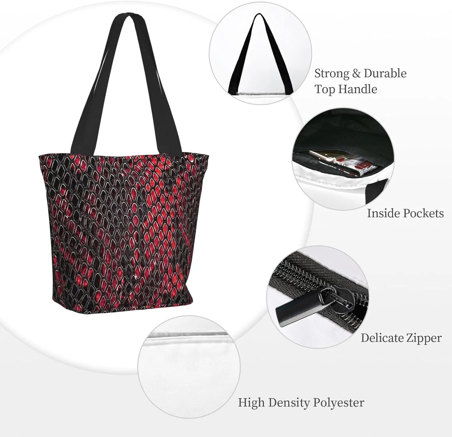 Pure White Snowflake Tote Bag Women Reusable Shopping Bags Shoulder Bag Portable Storage HandBags