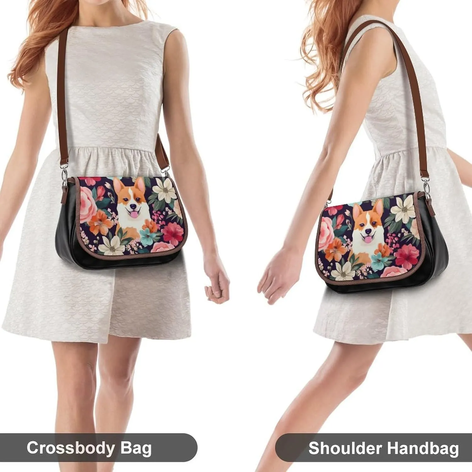 Purple Flower Butterflies Crossbody Bags for Women,PU Leather Tote Bag for Women,Shoulder Bag Purse for Work Shopping Travel