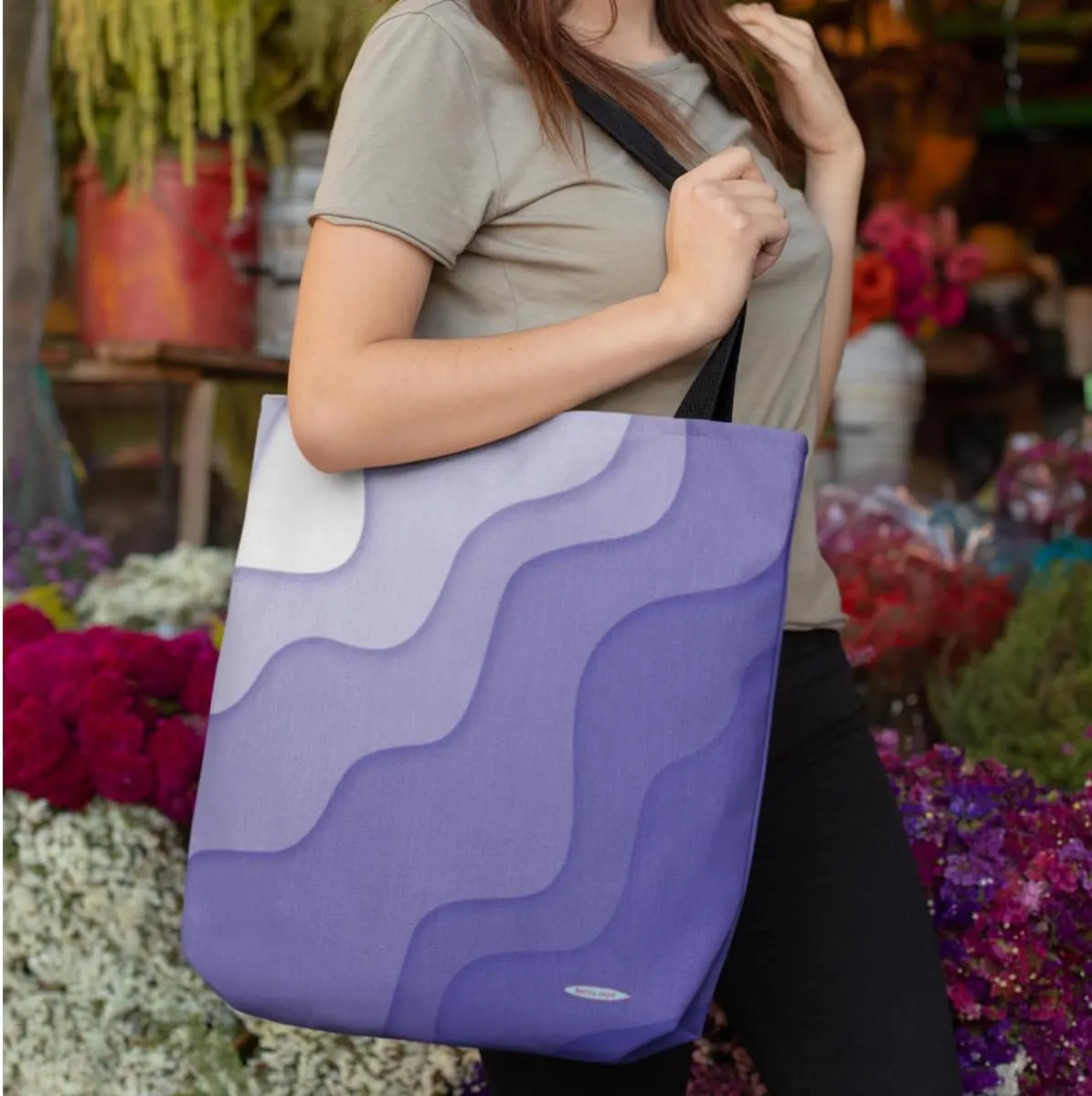 Purple Wave Tote Bag, Great for travel with plenty of room for your things, tote bags are stylish and durable