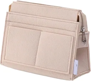 Purse Organizer Insert Purse Organiser Pouch Women's Organizer Handbag Felt Travel Bag Insert Liner(Beige)
