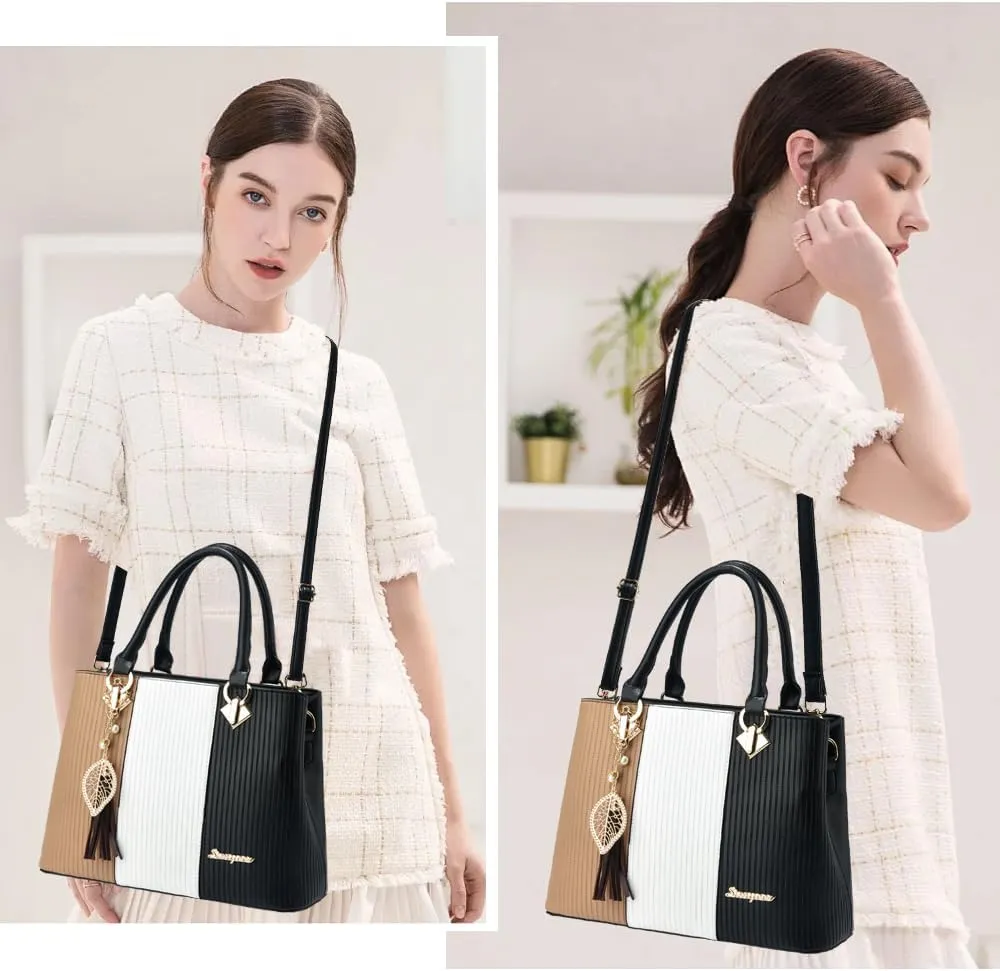 Purses and Handbags for Women Leather Tote Shoulder Bag Medium Satchel Purse Top Handle Bags for Ladies