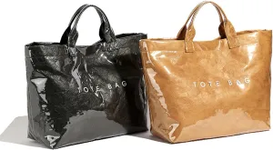 PVC Letter Print Tote Bag Large Women's Work Tote Bag 2pcs Clear Plastic Bag Top Handle Hobo Bag 2024 Trending Handbag