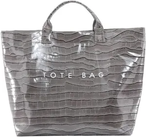 PVC Tote Bag Clear Plastic Tote Bag for Women Letters Print Work Handbag Crocodile Pattern Leather Handbag