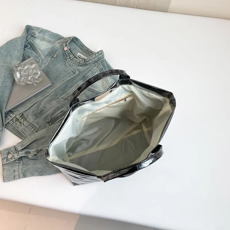 PVC Tote Bag for Women Snake Skin Print Purse Clear Plastic Tote Bag Large Kraft Paper Handbag