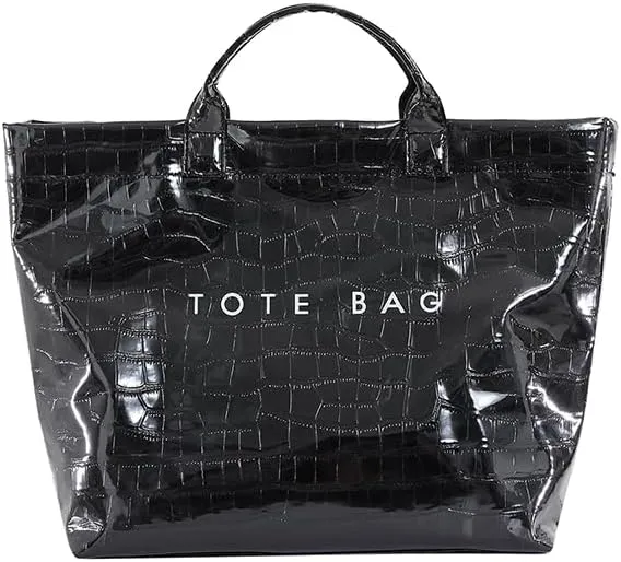 PVC Tote Bag for Women Snake Skin Print Purse Clear Plastic Tote Bag Large Kraft Paper Handbag