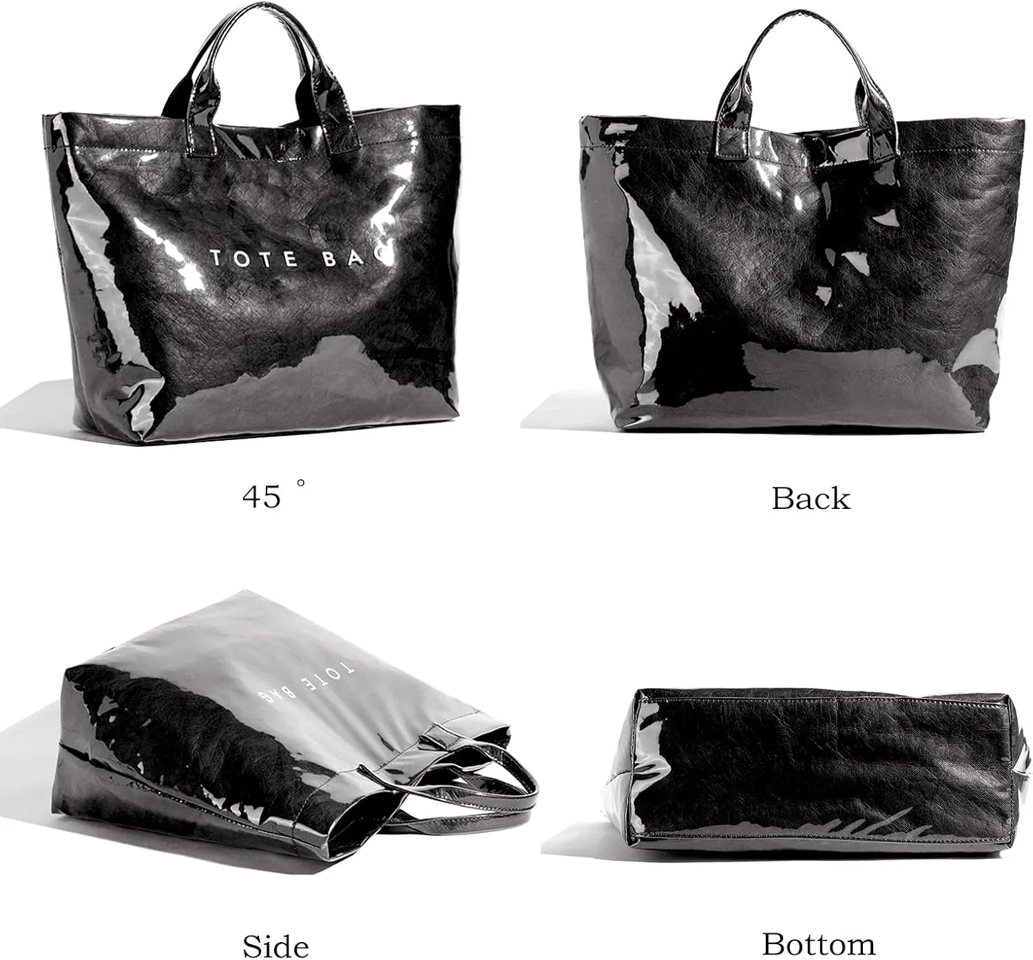 PVC Trendy Tote Bag for Women, Kraft Paper Letter Print Tote Bag Large Work Tote Handbag with Top Handle