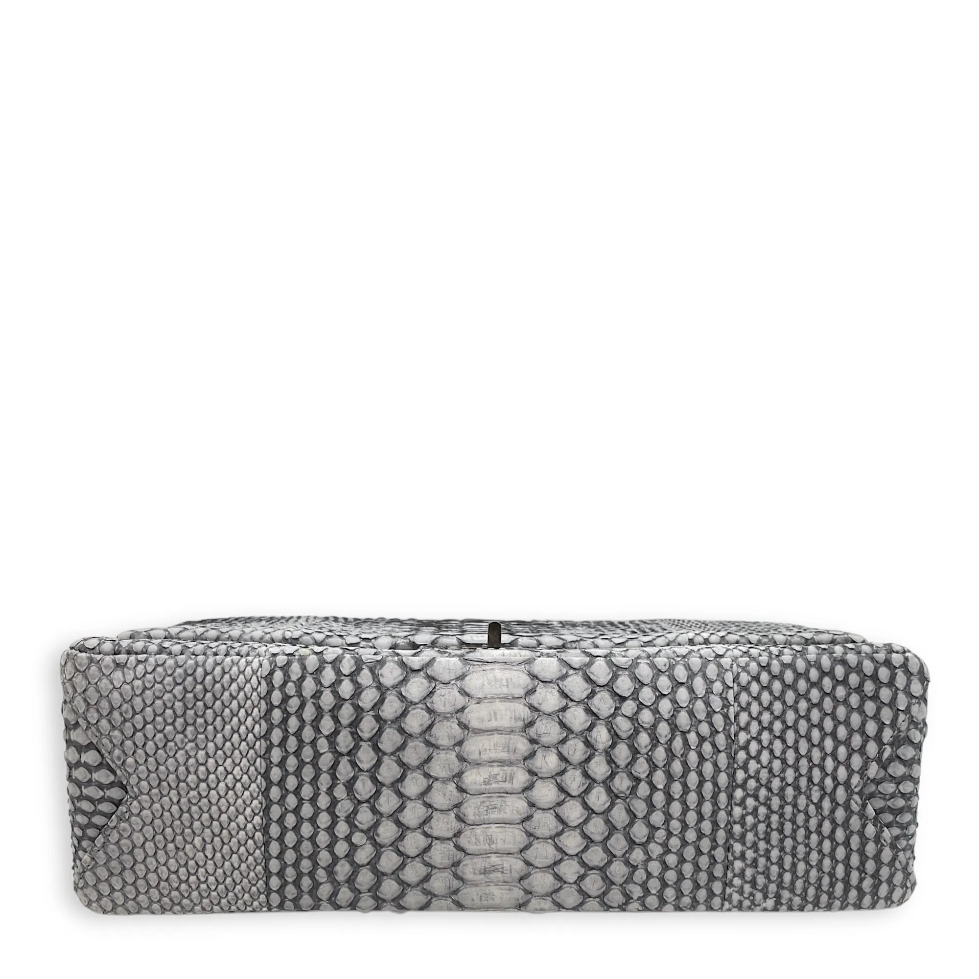 Python 2.55 Reissue Flap Grey Crossbody Bag in Python Embossed Calfskin, Ruthenium hardware