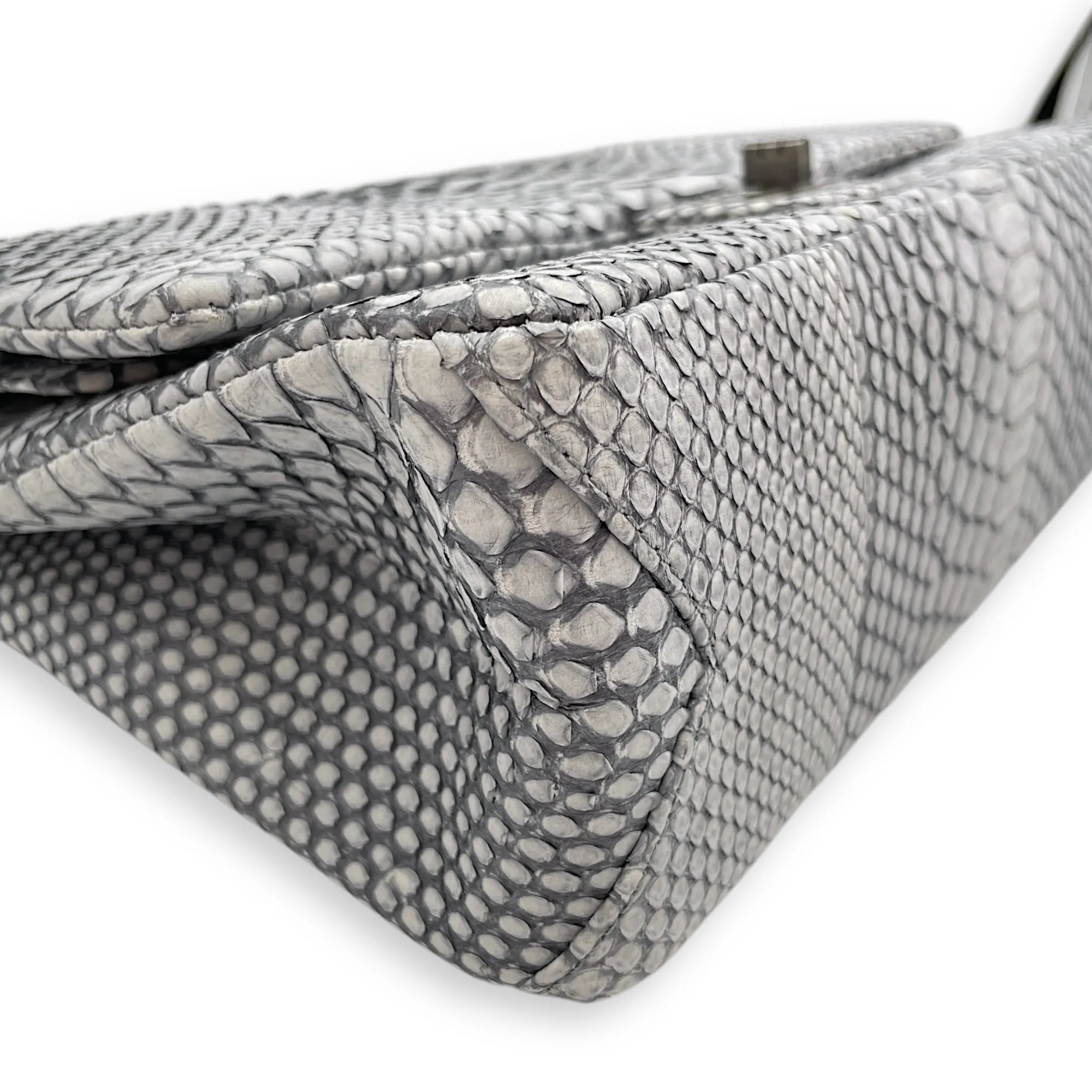 Python 2.55 Reissue Flap Grey Crossbody Bag in Python Embossed Calfskin, Ruthenium hardware