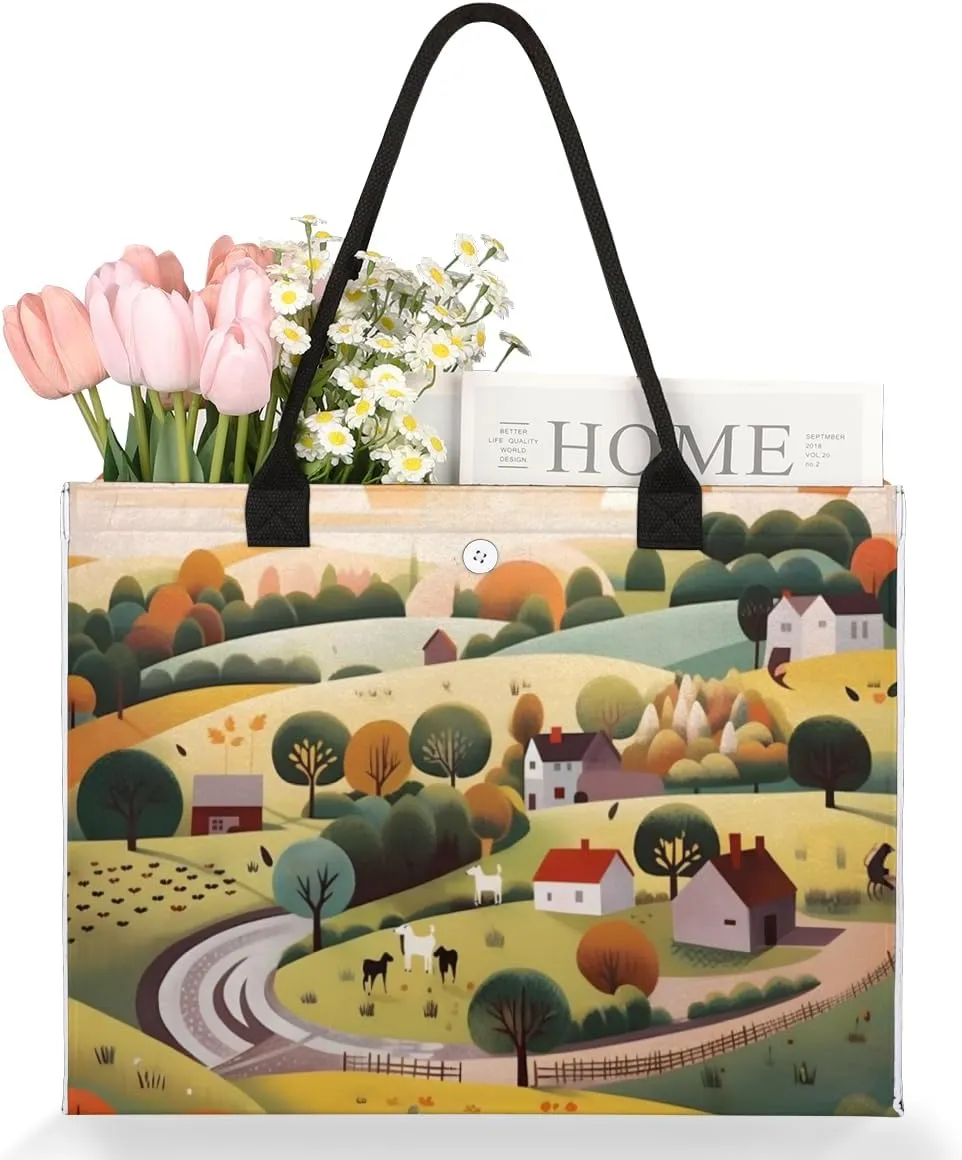 QsirBC Fruits Design Pattern Tote Bag for Women Shoulder Bags with Pockets Handbags Purses Large Totes