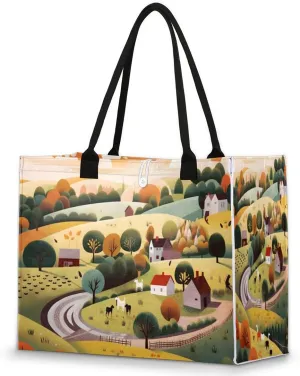 QsirBC Fruits Design Pattern Tote Bag for Women Shoulder Bags with Pockets Handbags Purses Large Totes