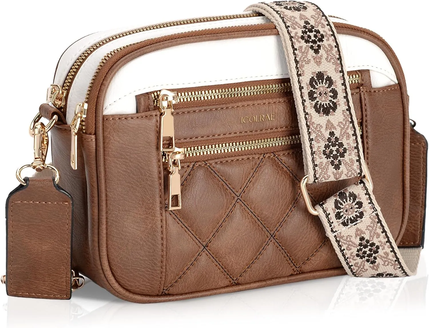 Quilted Crossbody Bags For Women With Wide Strap Vegan Leather Designer Shoulder Handbags Small Purse