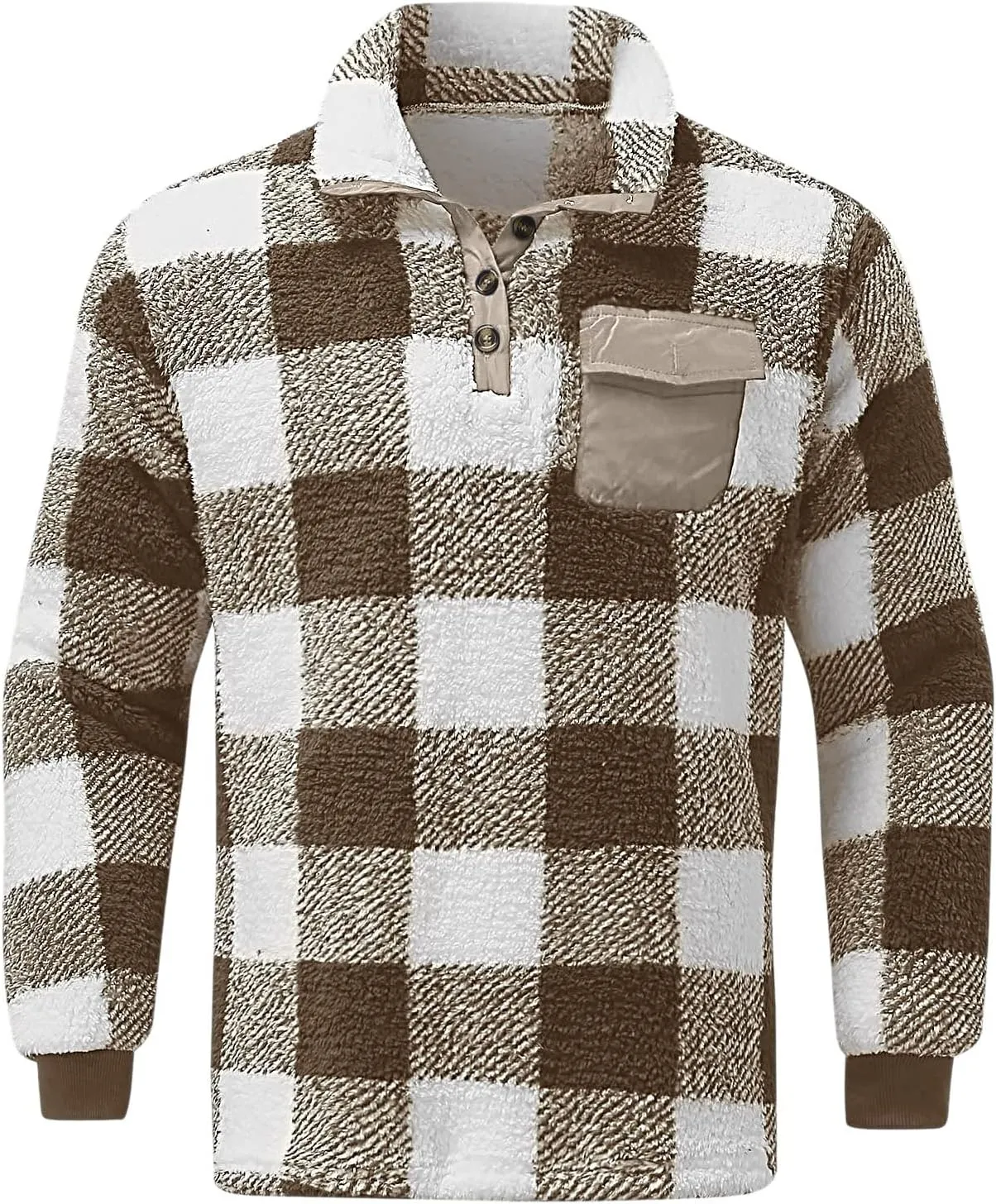 Quilted Lined Flannel Shirt Jacket for Men Hooded Zipper Pocket Long Sleeve Shirt Patchwork Flannel Shirt for Men